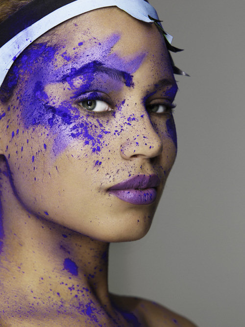 Tahlia's powder photoshoot - in purple on America's Next Top Model 