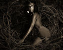 Teyona as exotic bird on set of America's Next Top Model Photoshoot, also in Brazil 