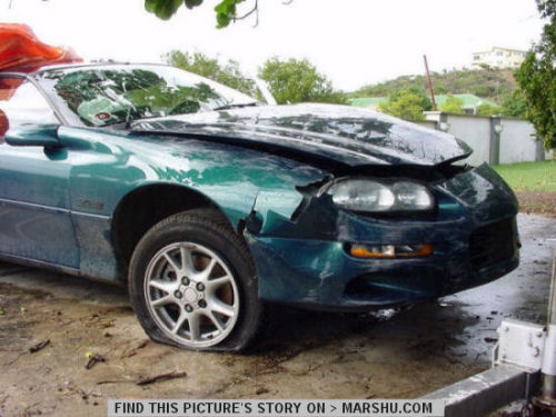 Chevy Camaro Z28 Car Accident front end crash