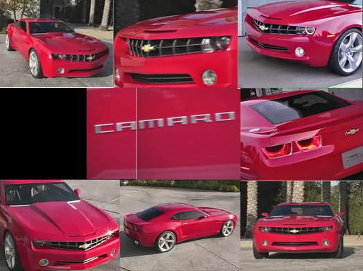 chevrolet camaro concept car red collage of all views