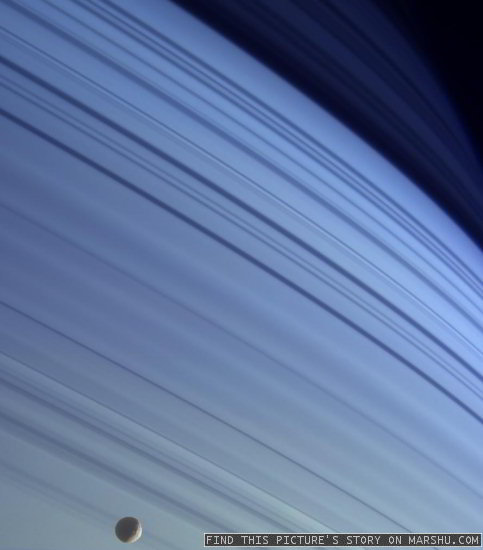 Planet saturn blue rings