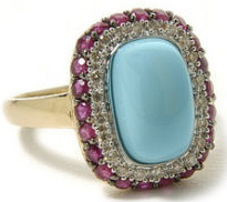 Carlo Viani Gold Turquoise ruby diamond ring