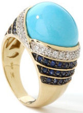 new design from carlo viani: sapphire diamond turquoise ring