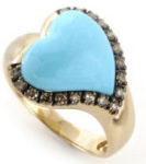 Carlo Viani gold Turquoise and Chocolate Diamond Ring 