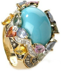 Carlo Viani Turquoise Sapphire Diamond Ring