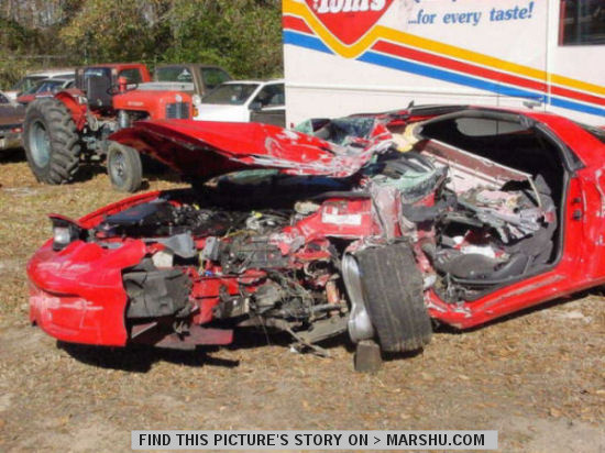 front end pontiac firebird formula car accident