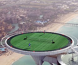 burj helipad with tennis stars