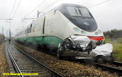 car crushed by train accident
